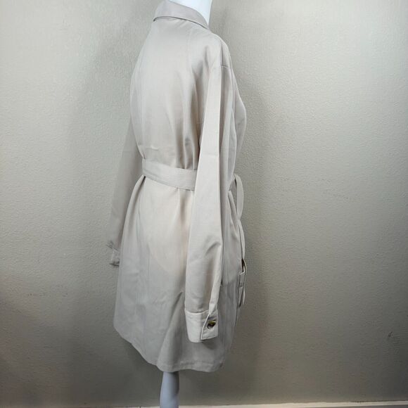 Ego Women's Button‎ Front Trench Coat Tie Waist Long Sleeve Gray - Picture 7 of 15